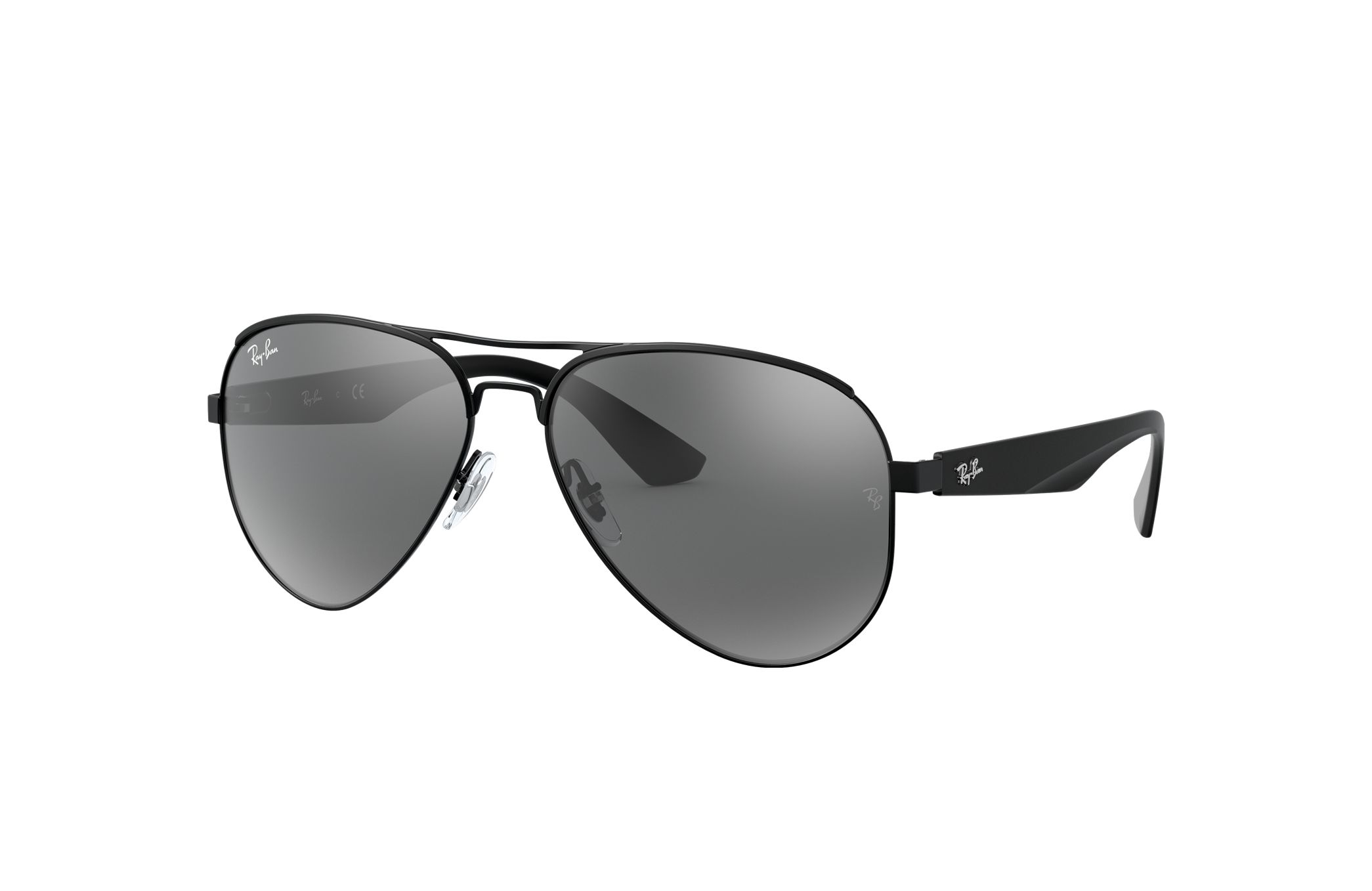 Ray-Ban RB3523-006/6G Matte Black Pilot Grey Lens Sunglasses Frame with a sleek design and grey lenses.